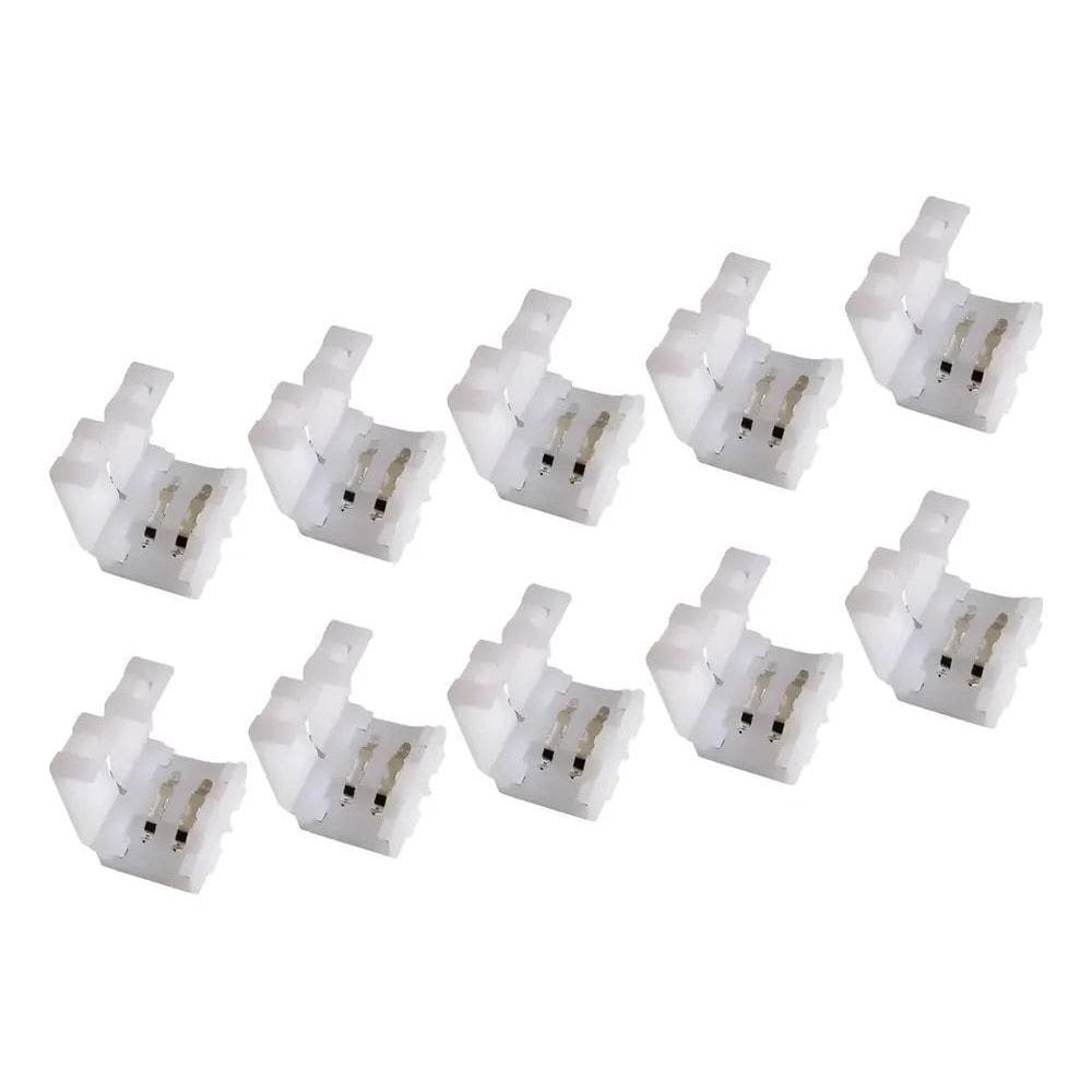 5X Kit 10 Conector Emenda Rápida 8Mm 2 Vias Fita Led Ip20 50