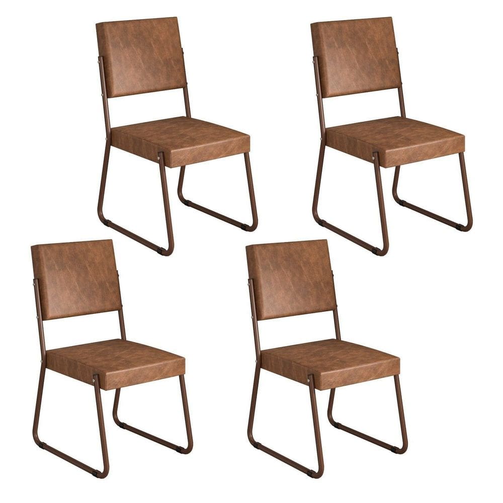 Kit 4 Cadeiras para Sala de Jantar Napoli Marrom