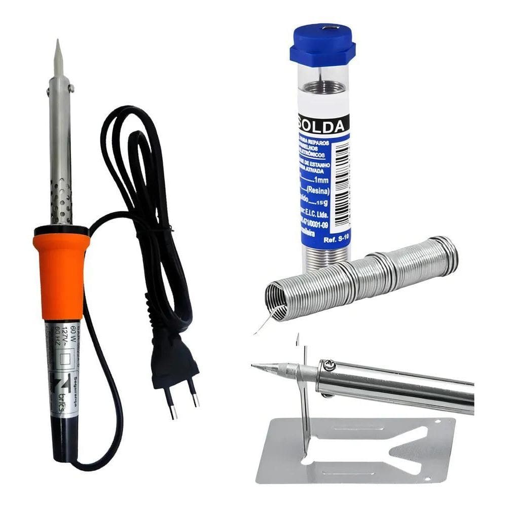 5X Kit Ferro De Solda Soldar Soldador 60W + Estanho 220V
