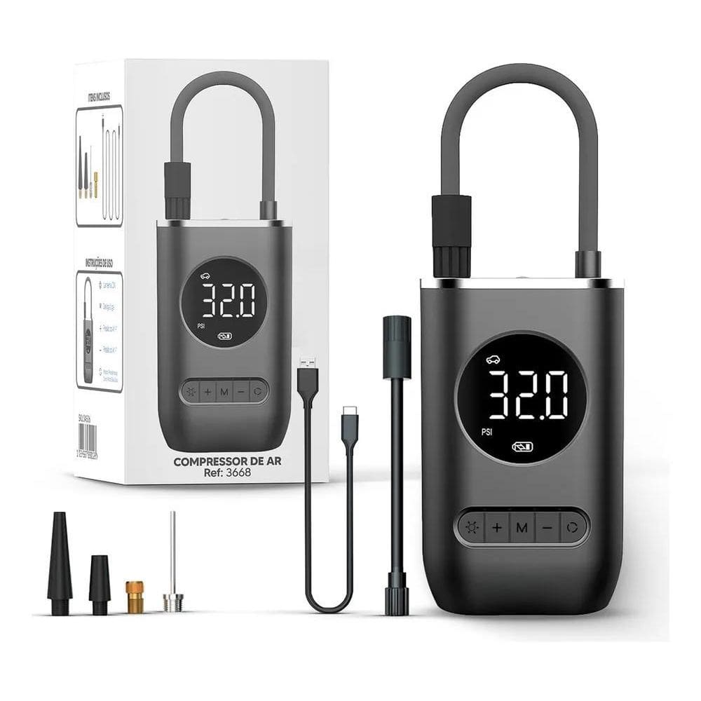5X Bivena Digital Bomba Elétrica Encher Pneu Cinza 3668