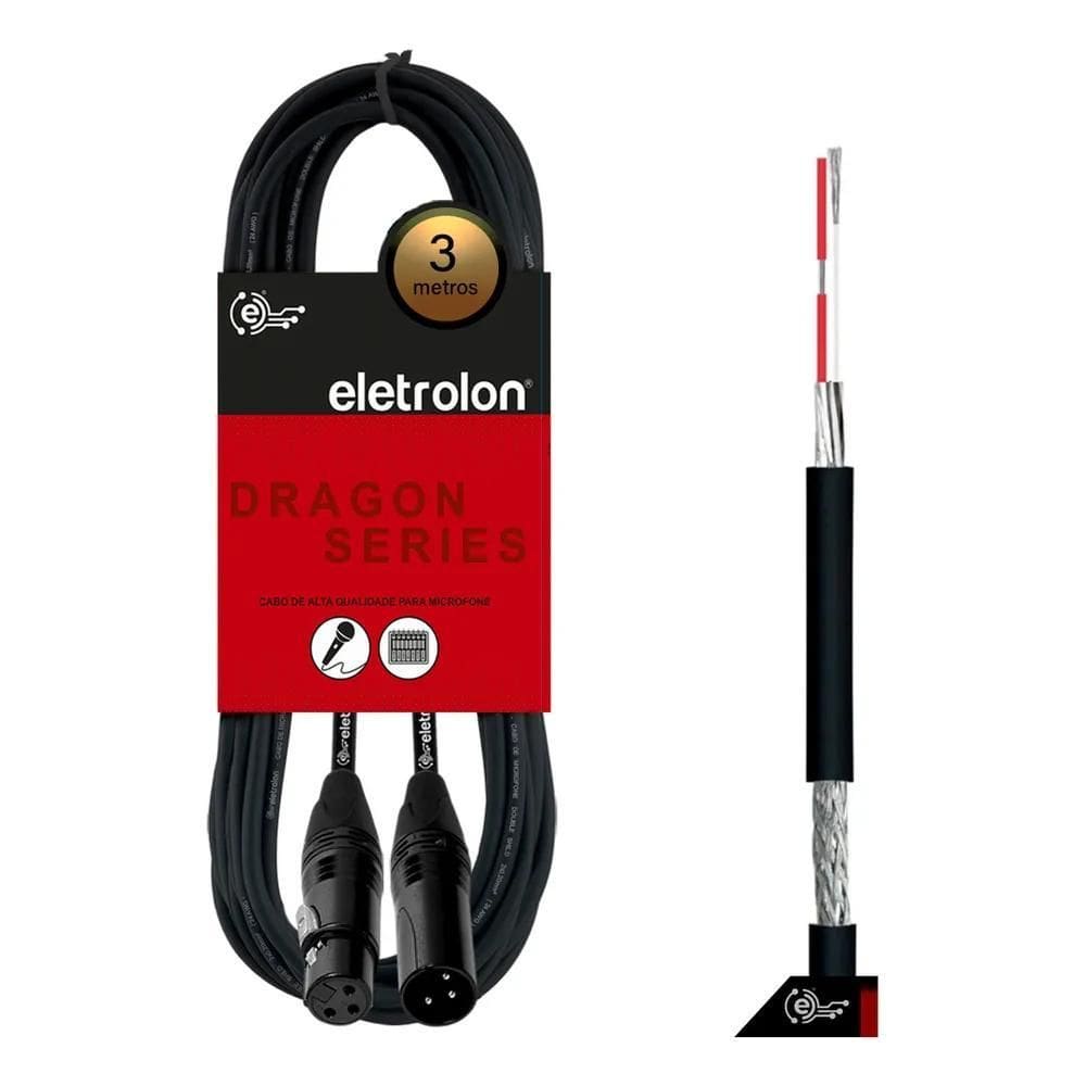 3X Cabo De Microfone Balanceado Xlr Macho Xlr Femea 3M Metro