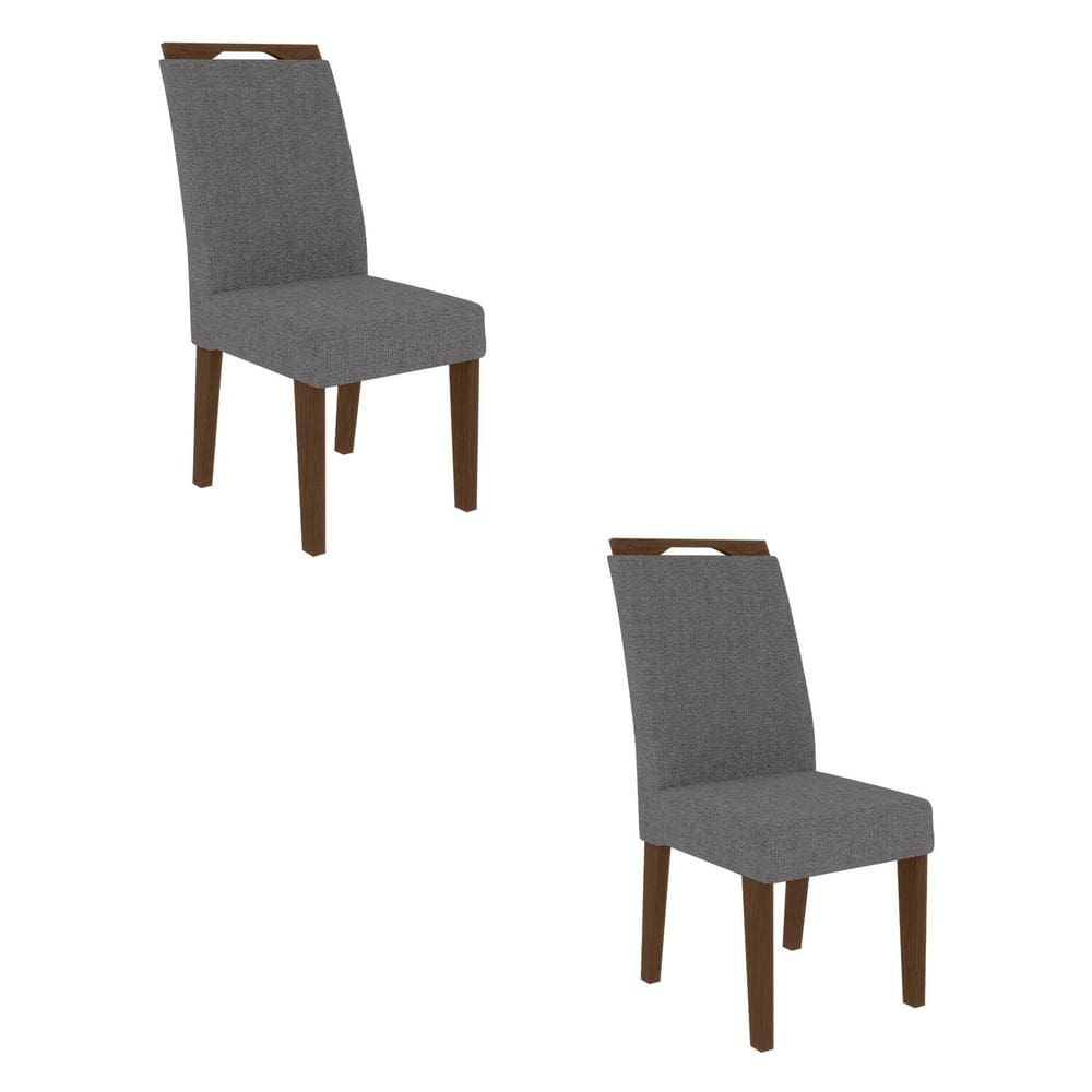 Conjunto 2 Cadeiras para Sala de Jantar Evora Freijó/Cinza