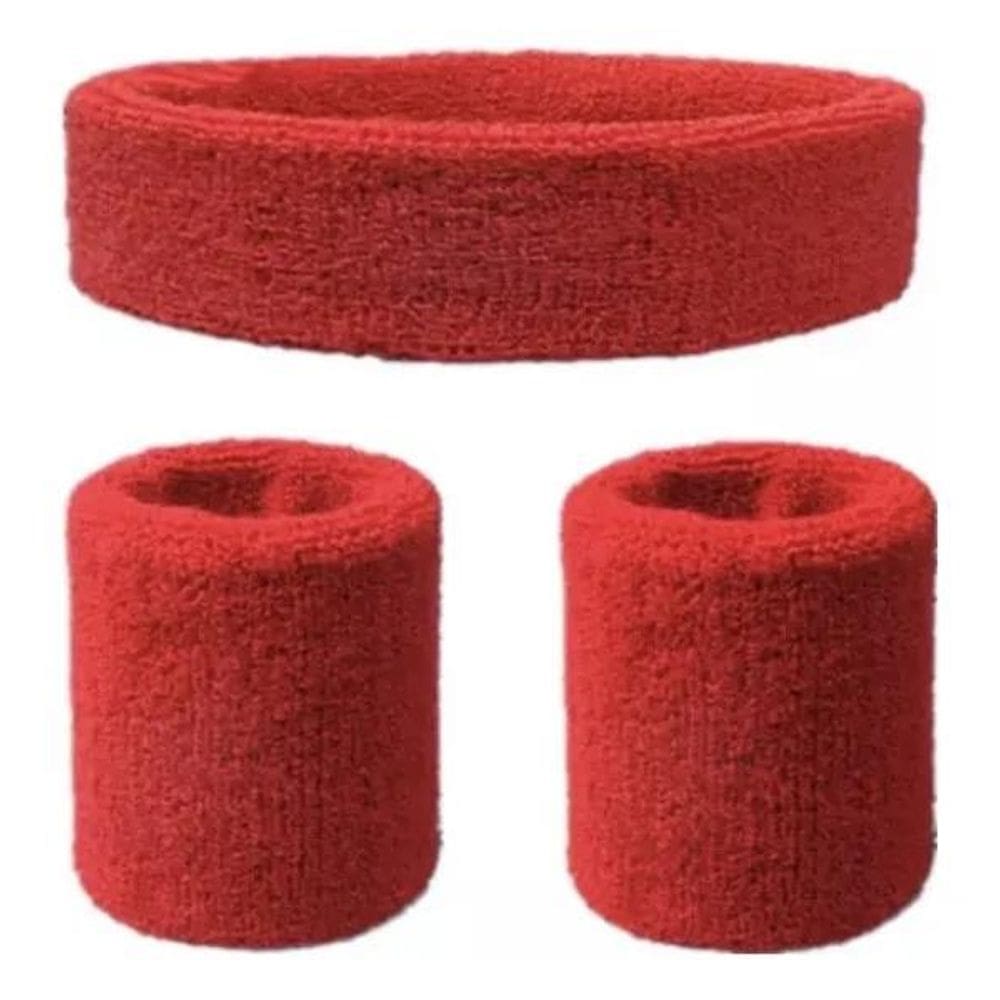 5X Kit Com 1 Faixa De Cabeça + 2 Munhequeiras Atoalhadas