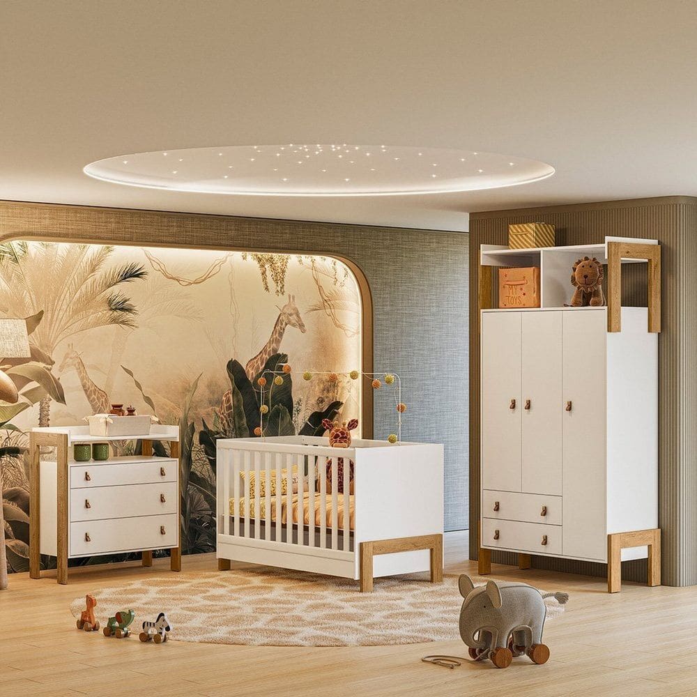 Conjunto para Quarto de Bebê Fantasia Branco Acetinado