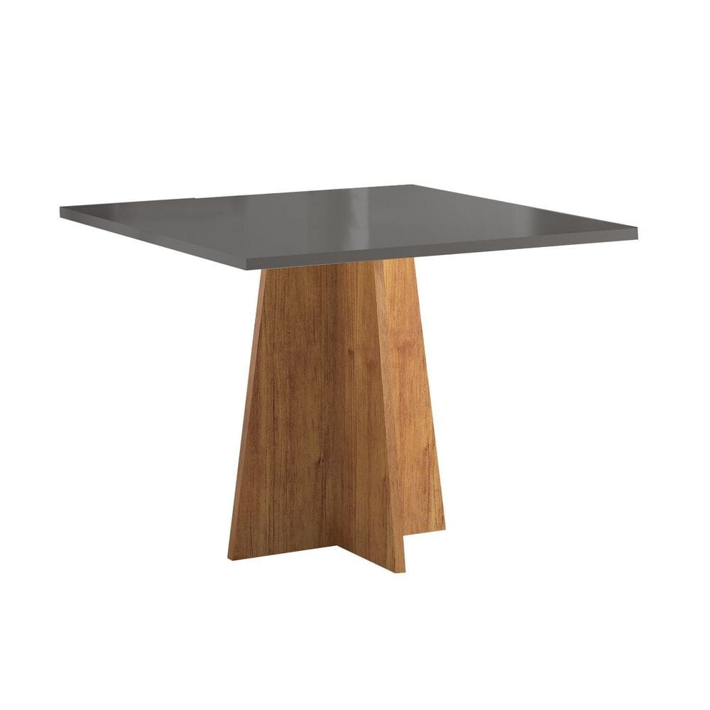 Mesa de Jantar 4 Lugares Quadrada Tampo de Mdp sem Vidro Bariloche Mel/Cinza Brilho