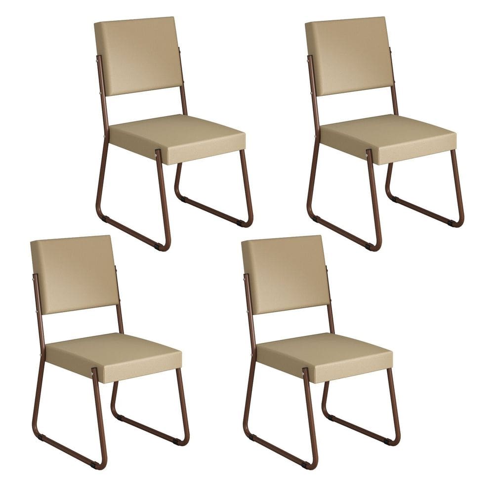 Kit 4 Cadeiras para Sala de Jantar Napoli Creme / Marrom
