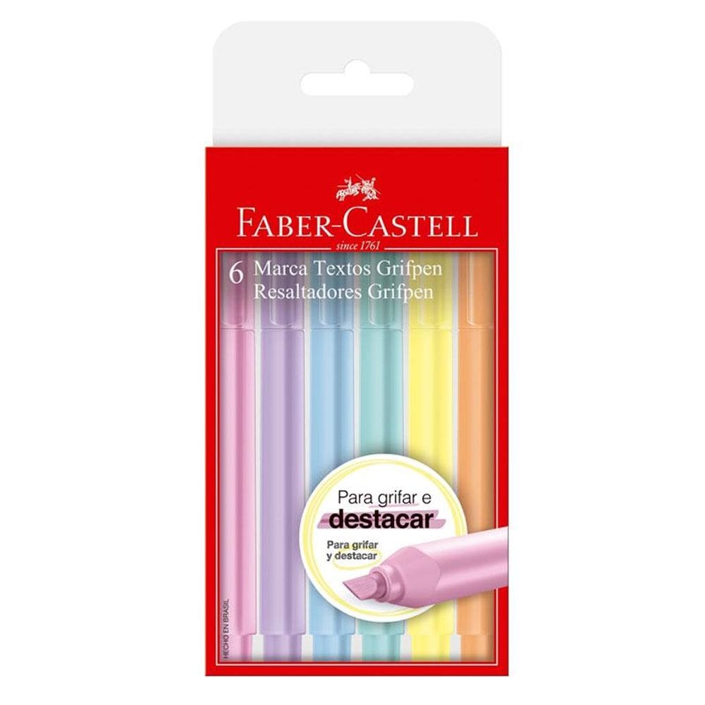 Marca Texto Grifpen 6 unid Tons pastel Faber Castell