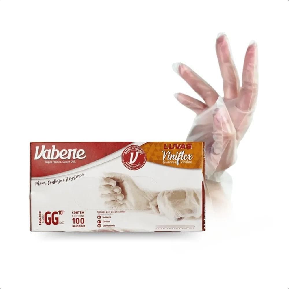 5X Luva Viniflex Descartável Cuidado Pessoal E Proteção 100U