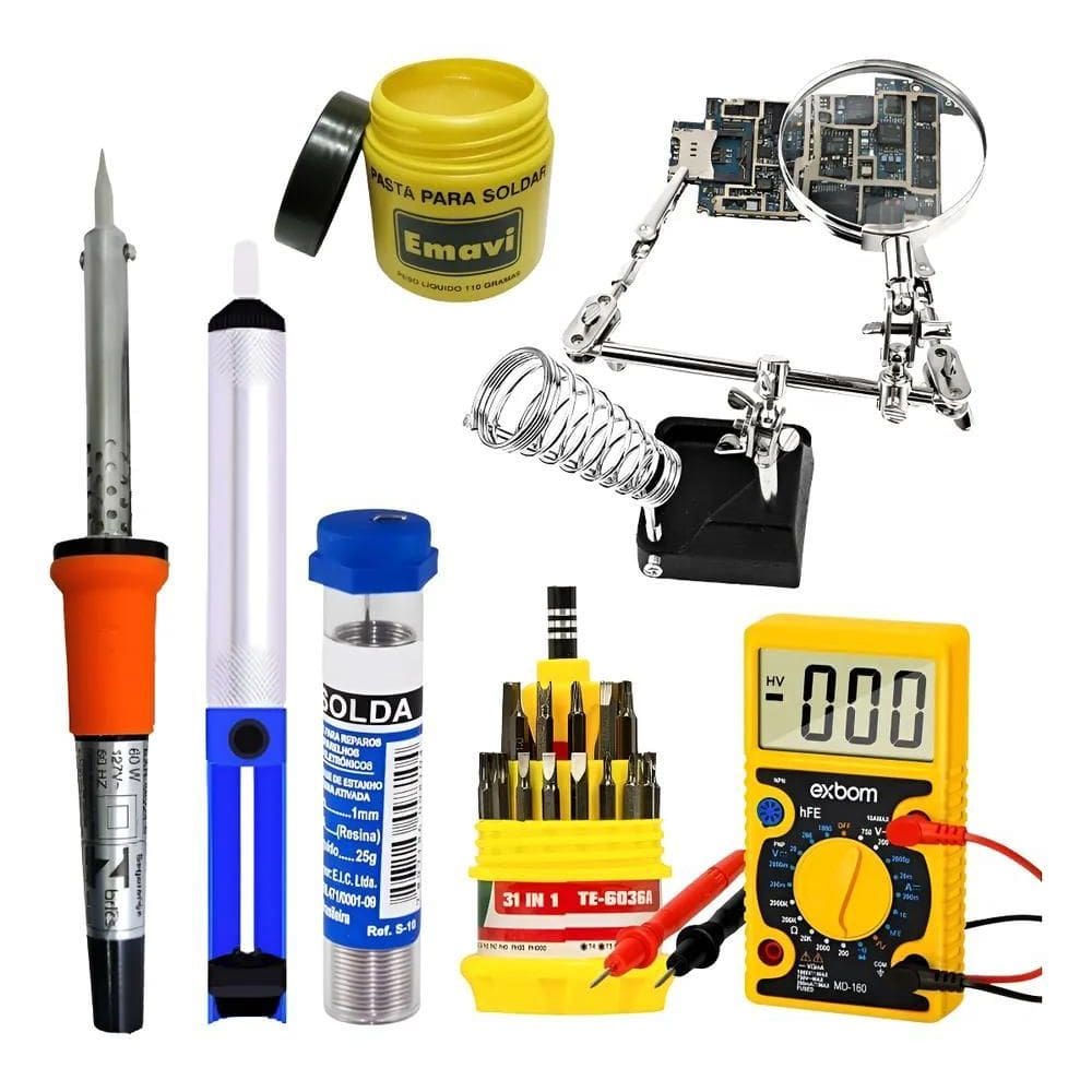 5X Kit Ferramentas Eletrônica Completo Profissional Solda 38