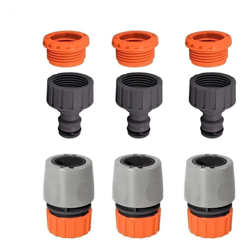 5X Kit 3 Bico Adaptador Torneira + 3 Engates Rápidos Manguei