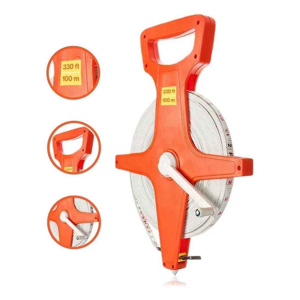 5X Trena Fita Métrica 100M Fibra De Vidro Flexível Profissio