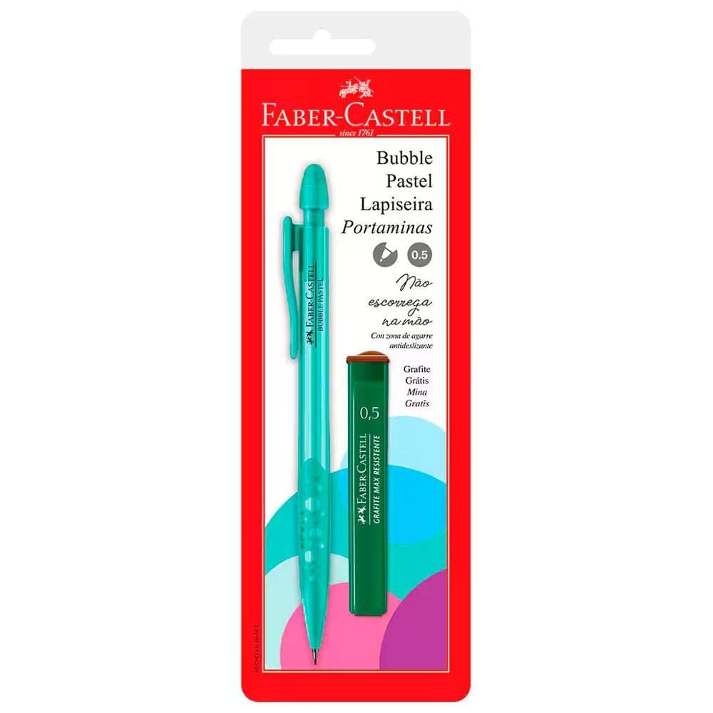 Lapiseira 0.5mm Bubble Verde água pastel Faber-Castell