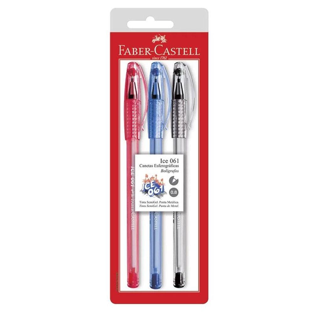 Caneta esfer 061 Ice AZ/PR/VM Faber-Castell