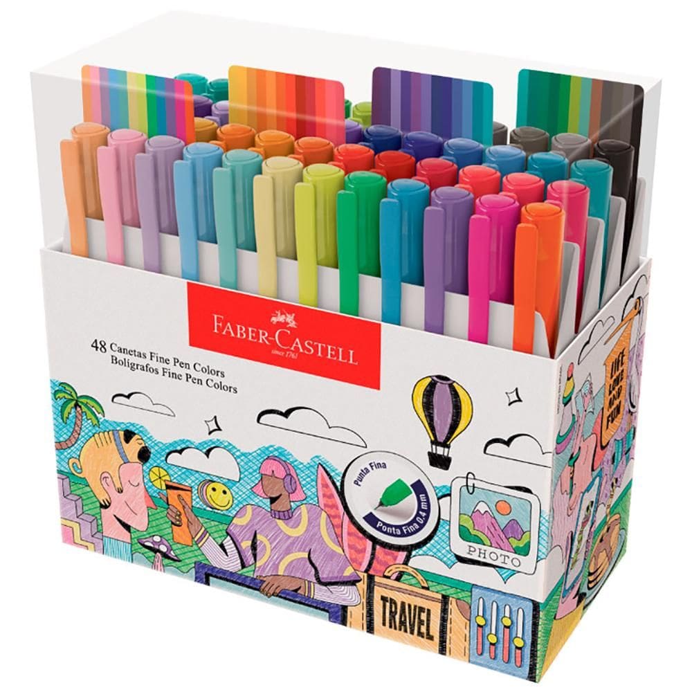 Caneta hidrográfica Fine Pen Colors 48 Cores Faber-Castell