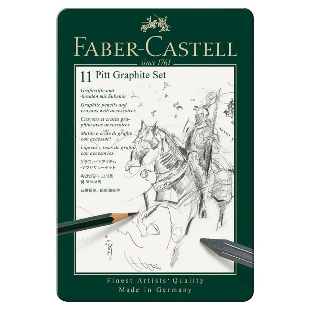 Lápis Pitt Graphite Set Kit Escrita c/ 11 unid Faber-Castell
