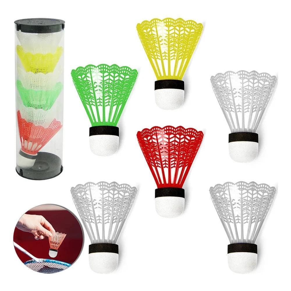 5X Peteca Para Badminton Colors Com 6 Pecas 8X6,5Cm