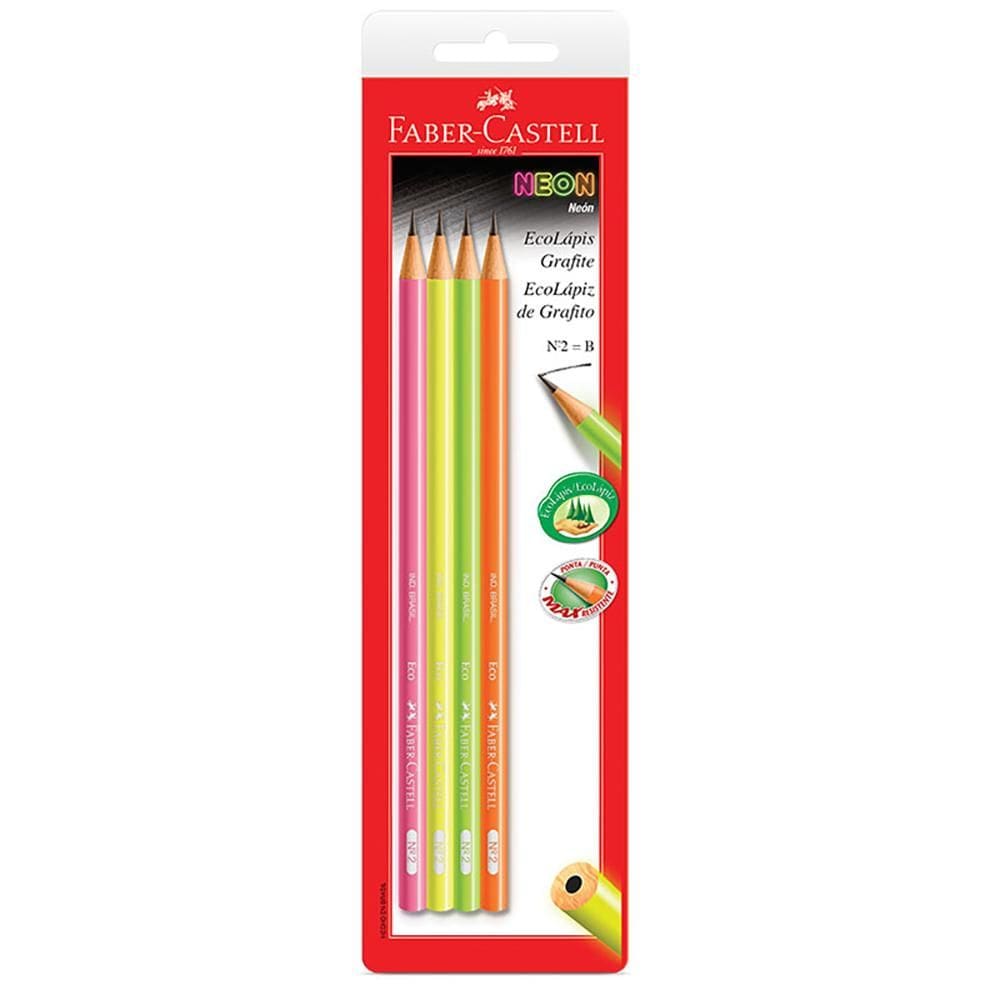 Lápis preto max neon nr 2B c/ 4 unid Faber-Castell