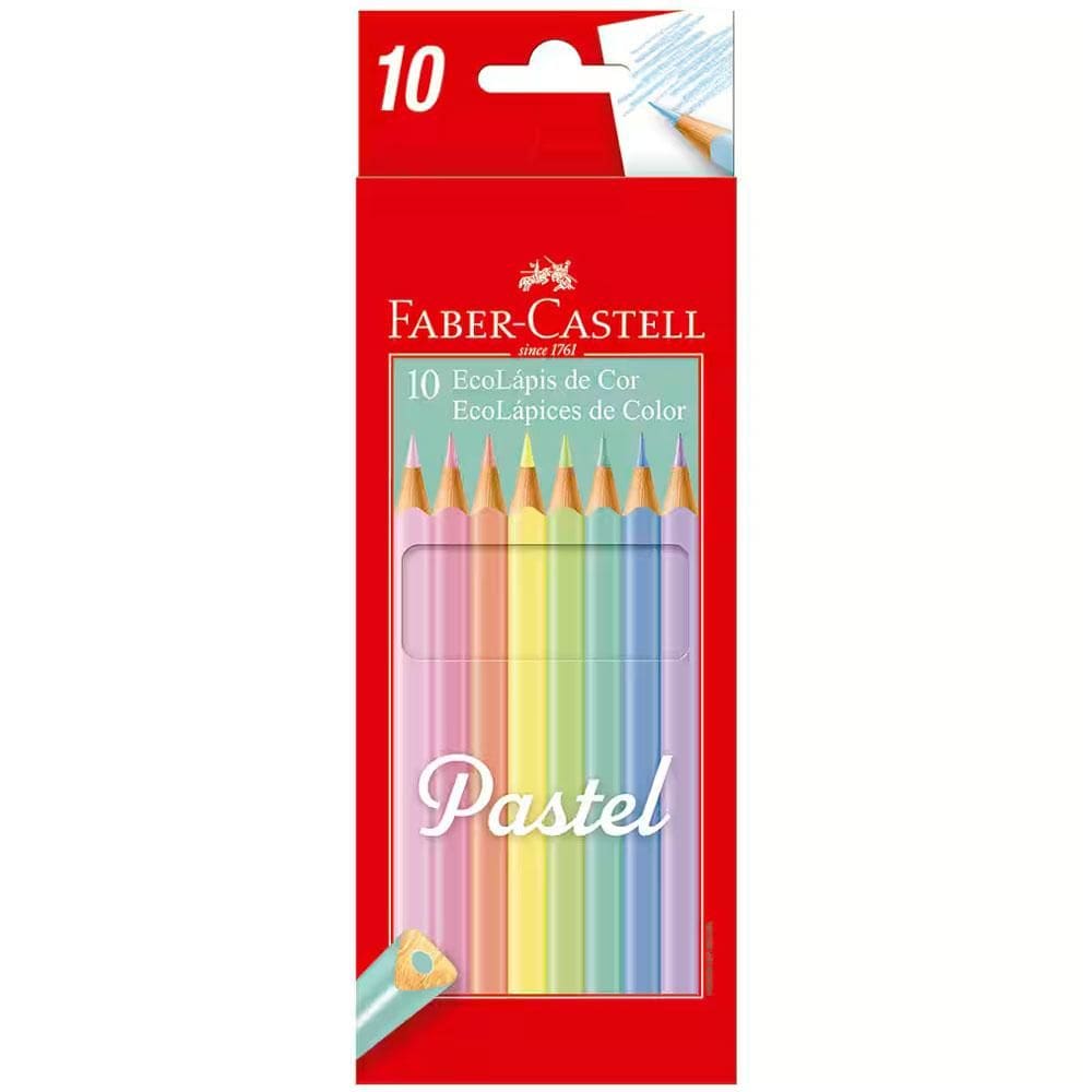Lápis de cor 10 cores tom pastel 120510P - Faber-Castell