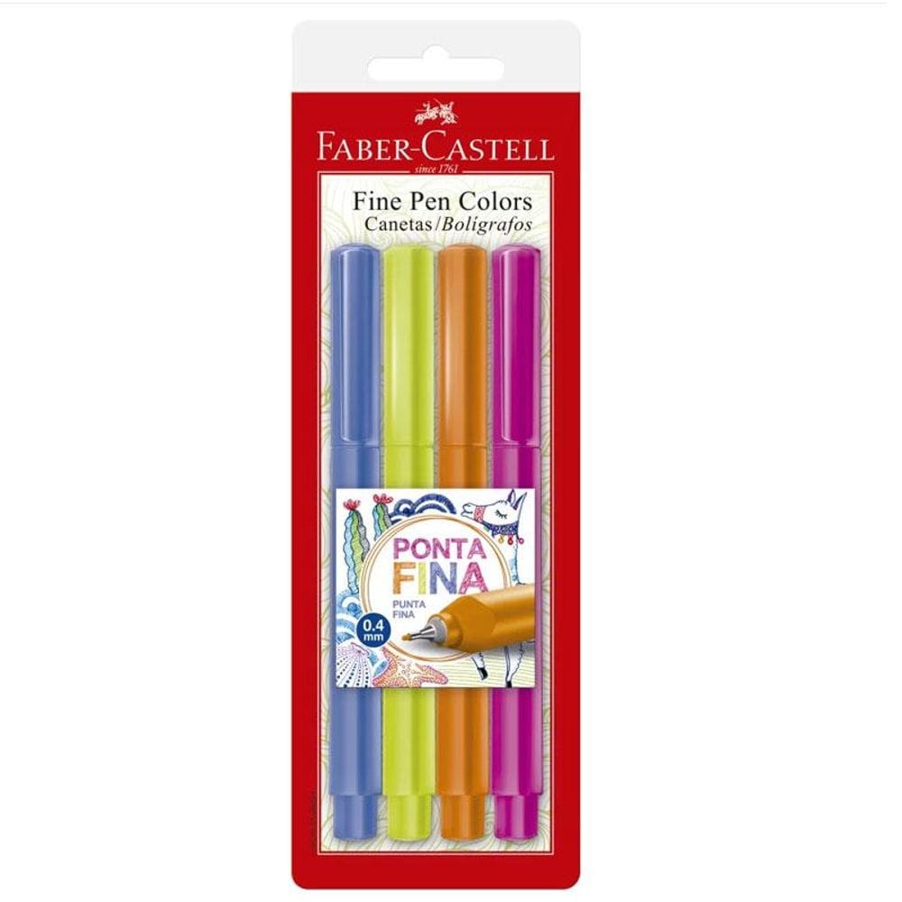 Caneta hidrográfica Fine Pen Colors com 4 Cores FPB/ES2ZF Faber Castell