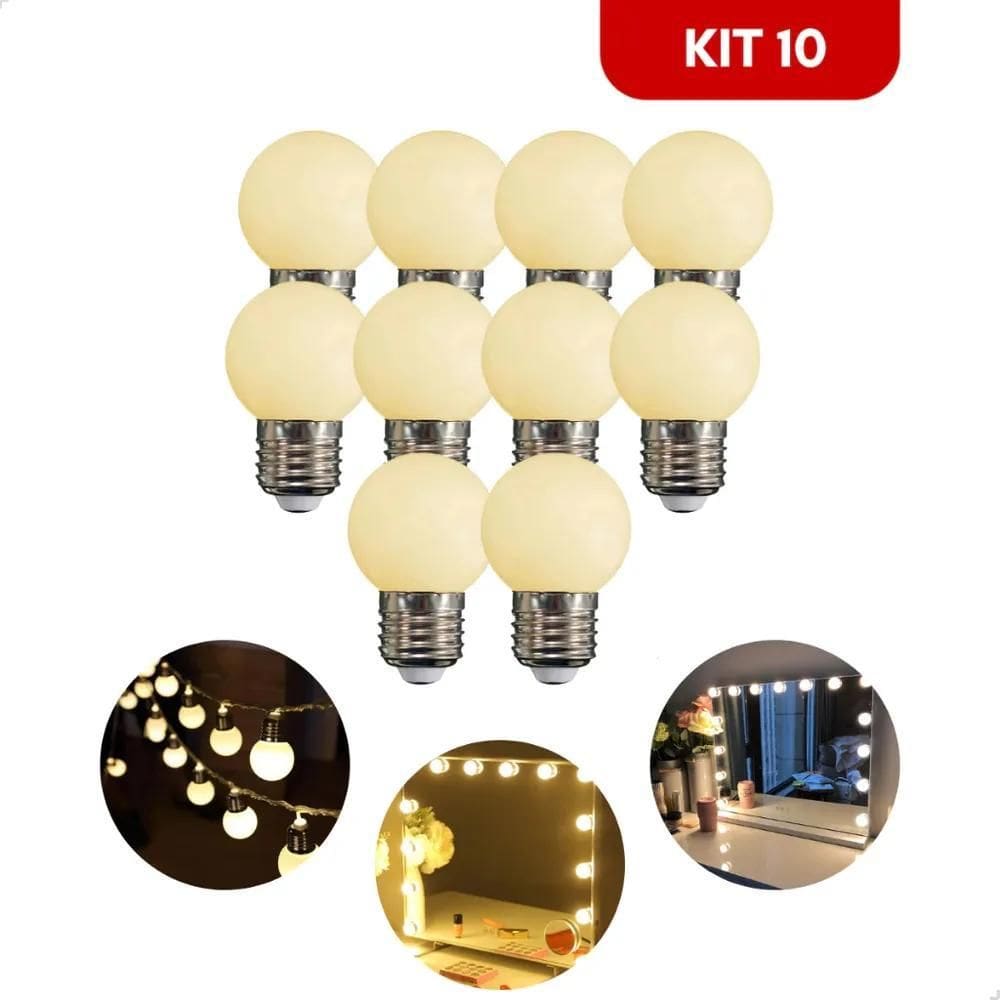 5X Kit 10 Lâmpadas Led Bolinha 3W Camarim Varal Decorativa C