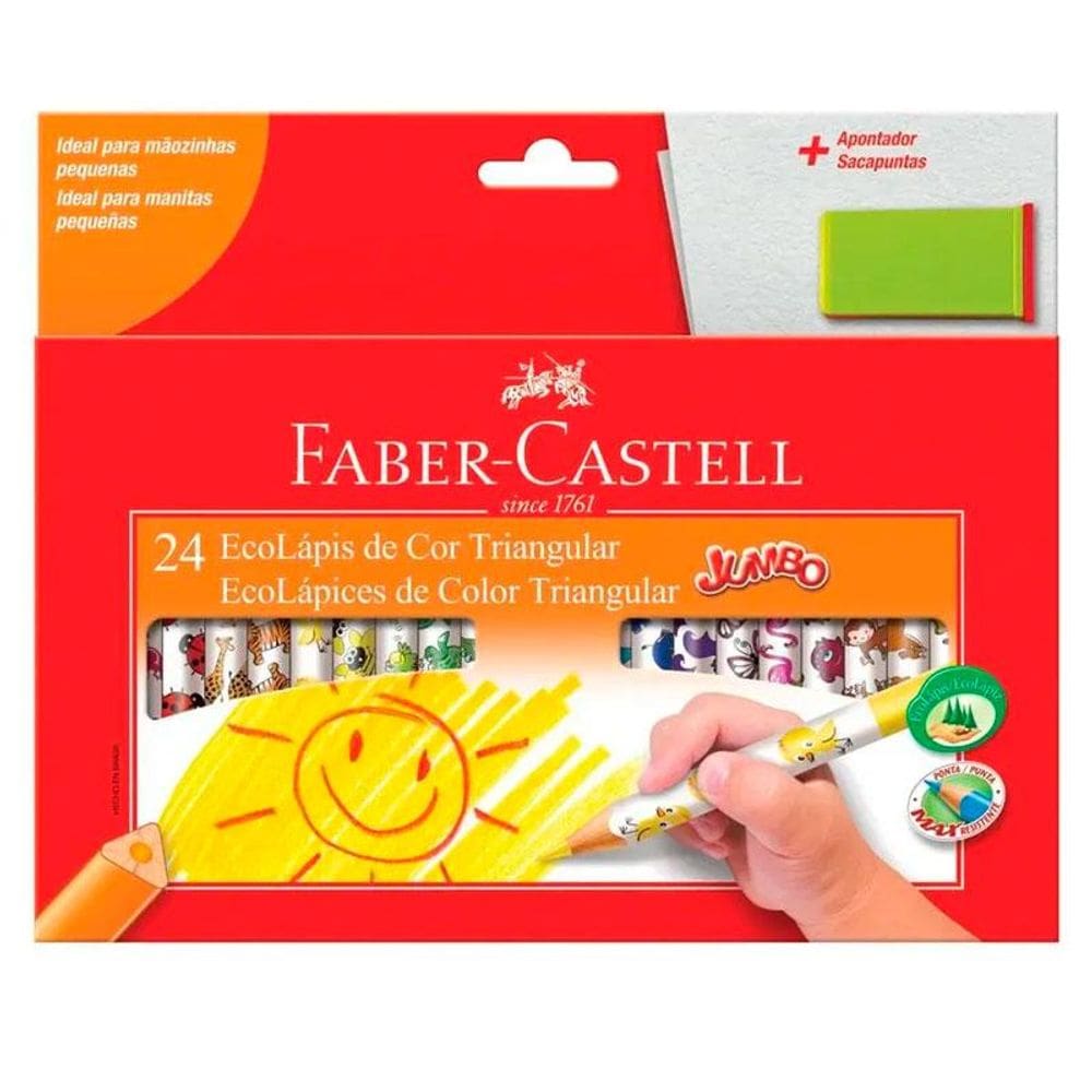 Lápis de cor 24 cores jumbo triangular Faber-Castell