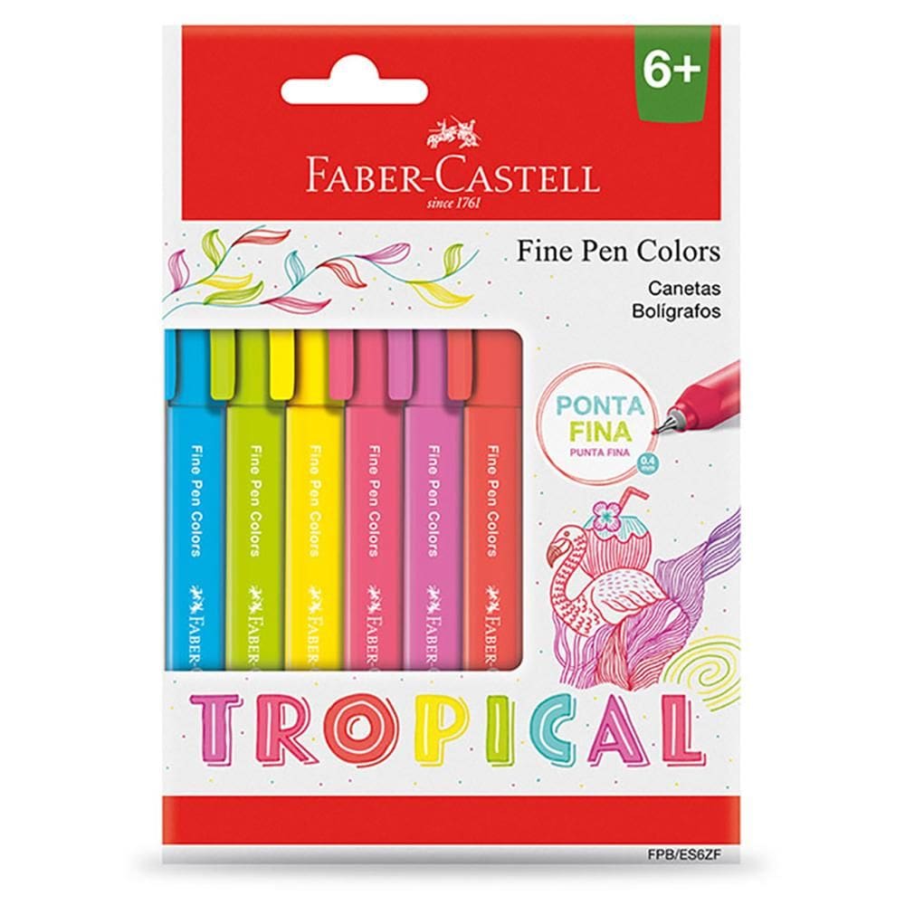 Caneta hidr Fine pen Colors Tropical 6 cores Faber-Castell