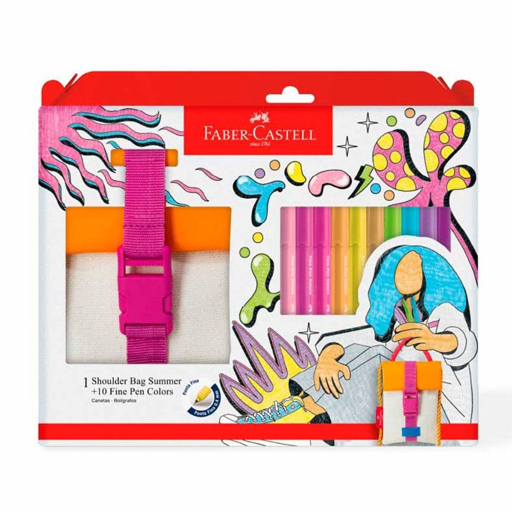 Caneta Fine Pen Summer 10unid + Shoulder Bag - Faber-Castell