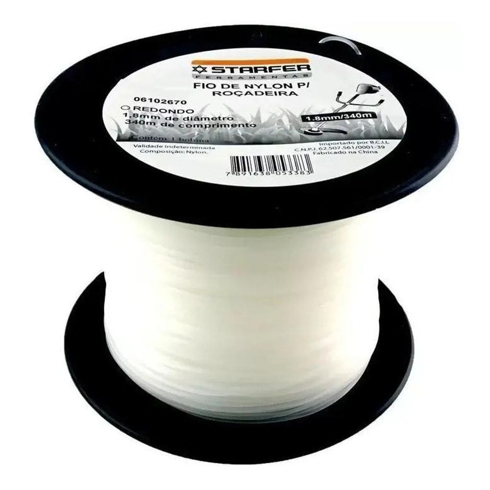 5X Starfer Fio De Nylon Branco Redondo 1.8 Mm 340 M
