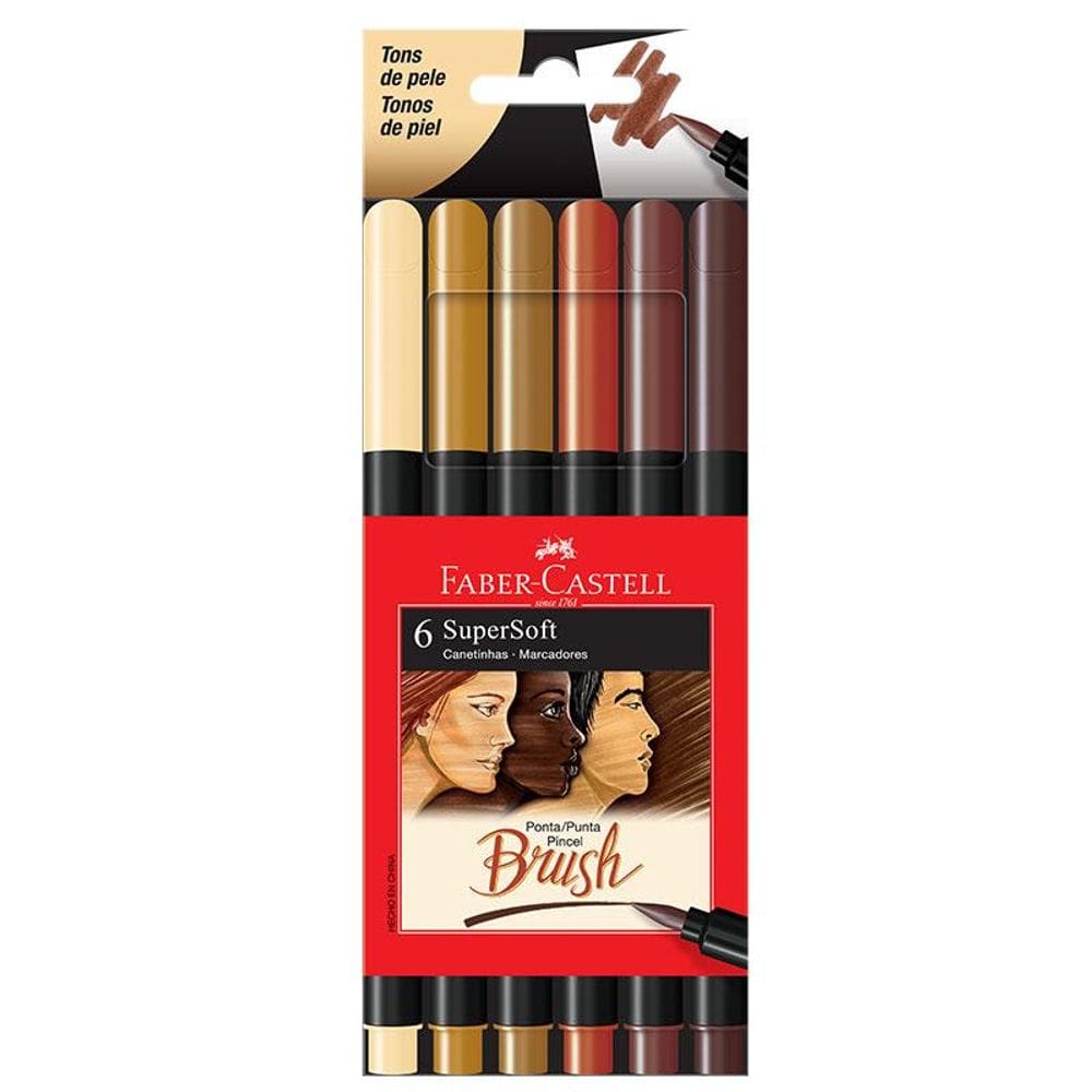 Caneta hidr supersoft brush 6 cores Faber Castell