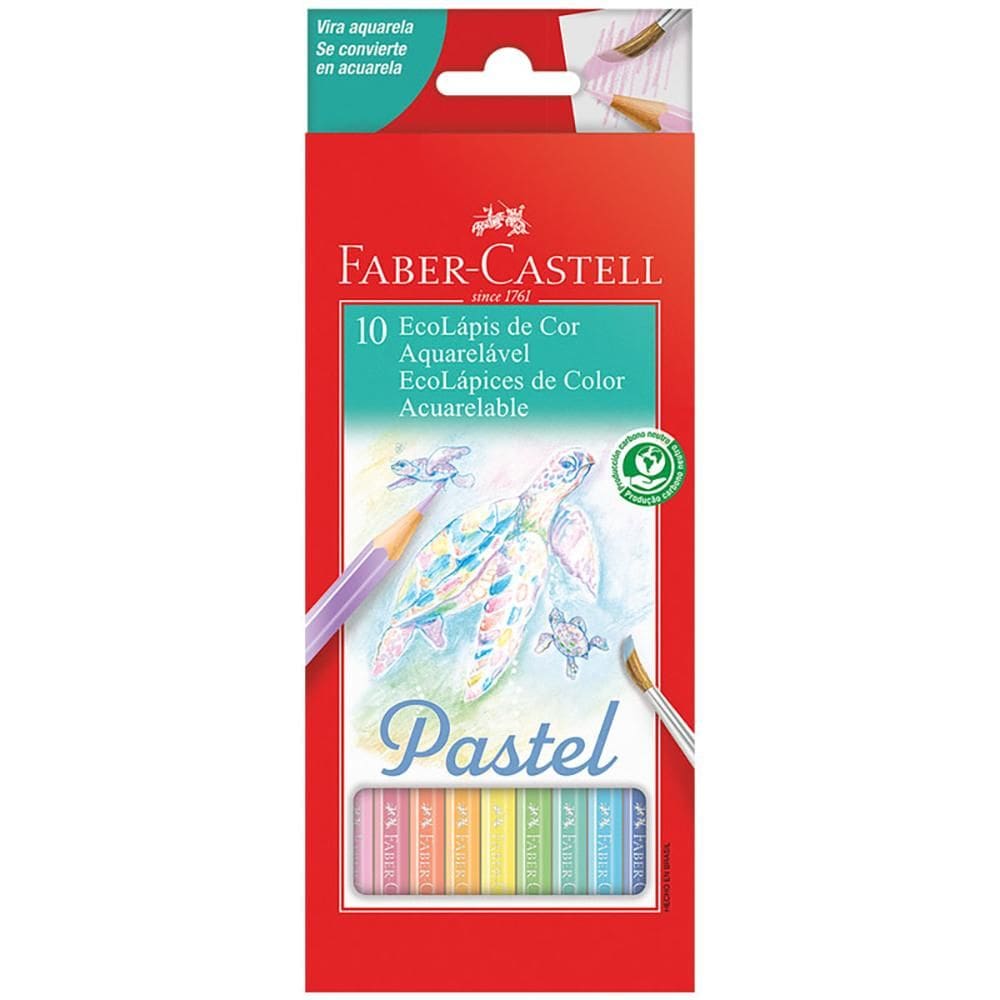 Lápis 10 cores pastel aquarelável 120210P Faber-Castell