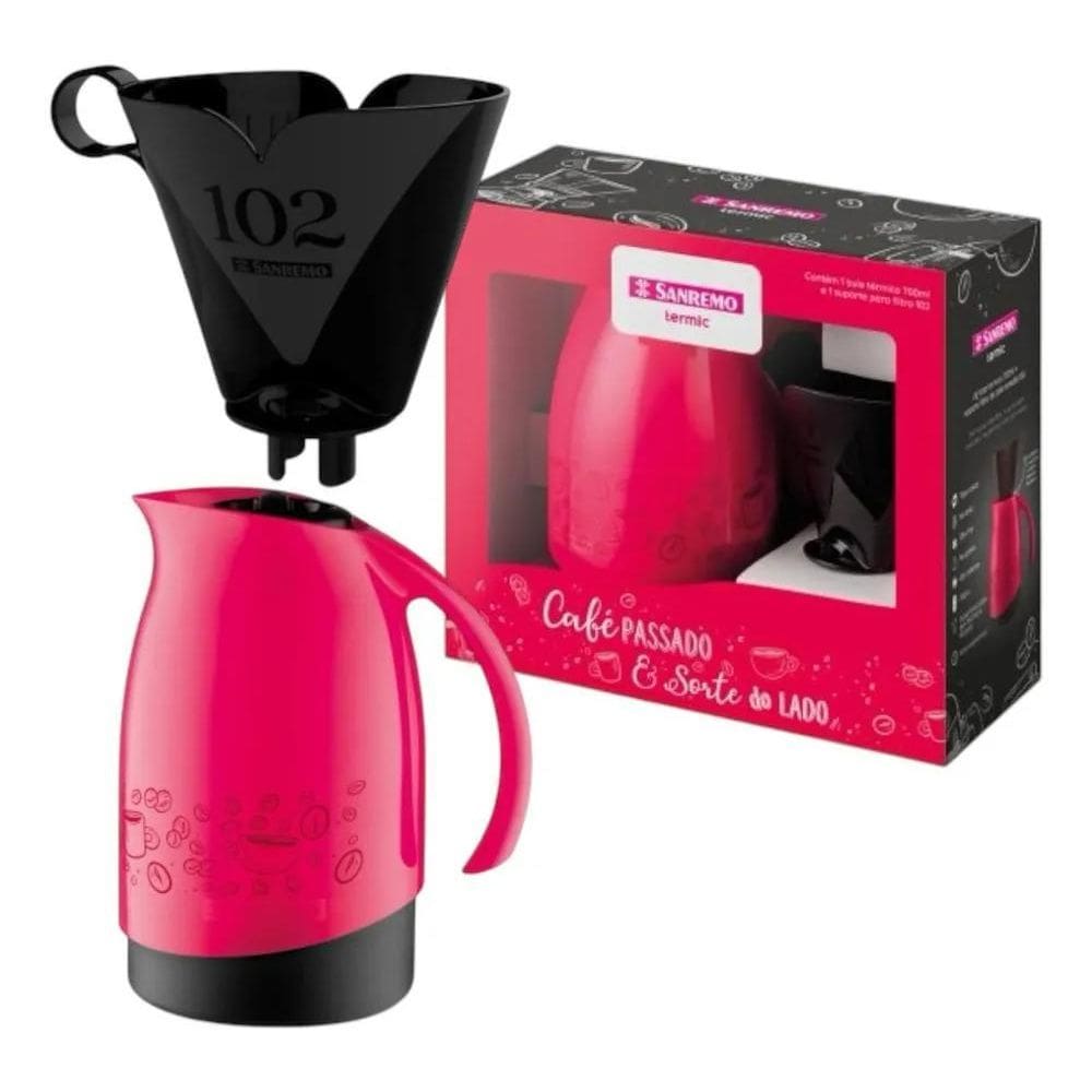 5X Conjunto Bule Termico E Suporte Filtro 102 700Ml Sanremo