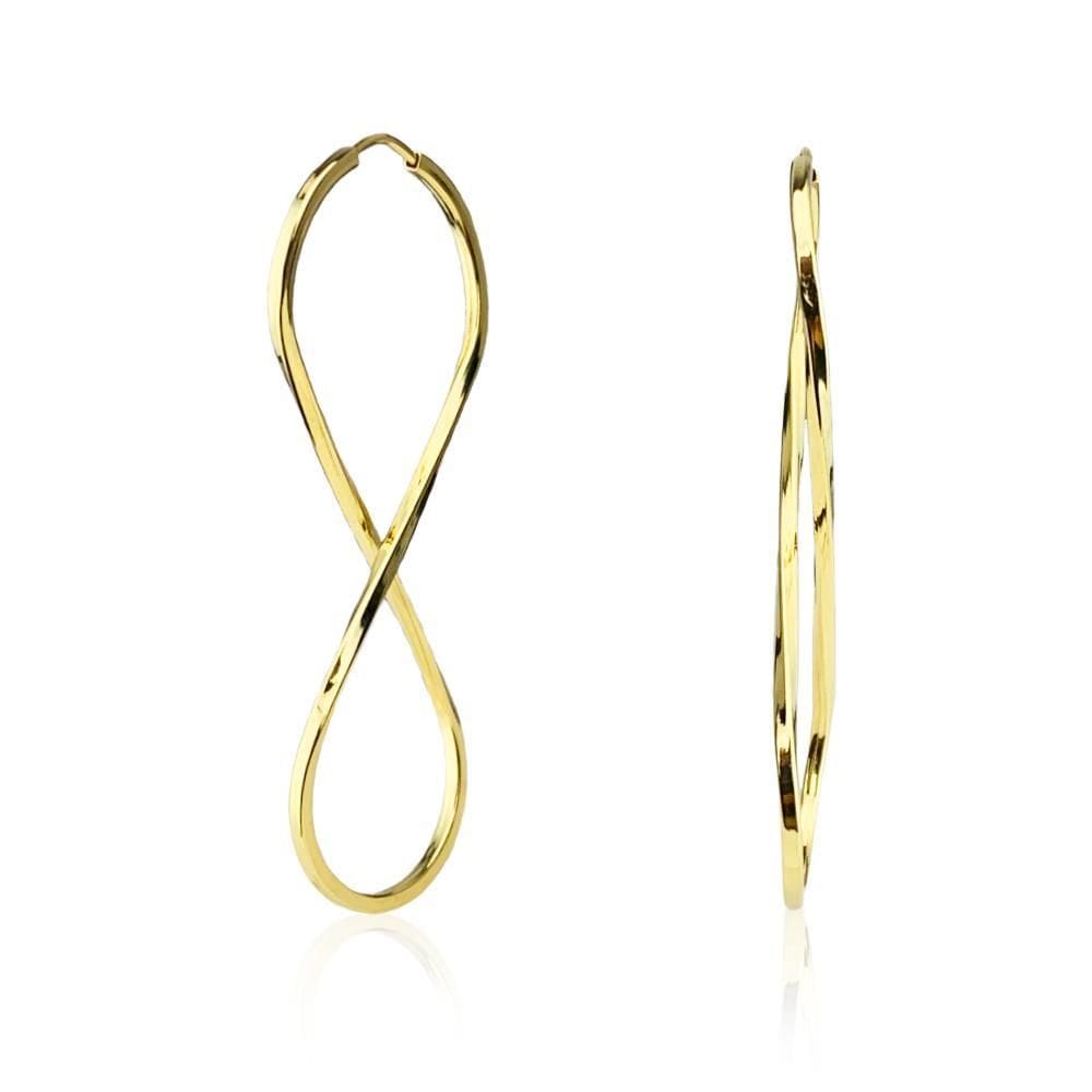 Brinco Argola Infinito Torcido 4Cm Em Ouro 18K