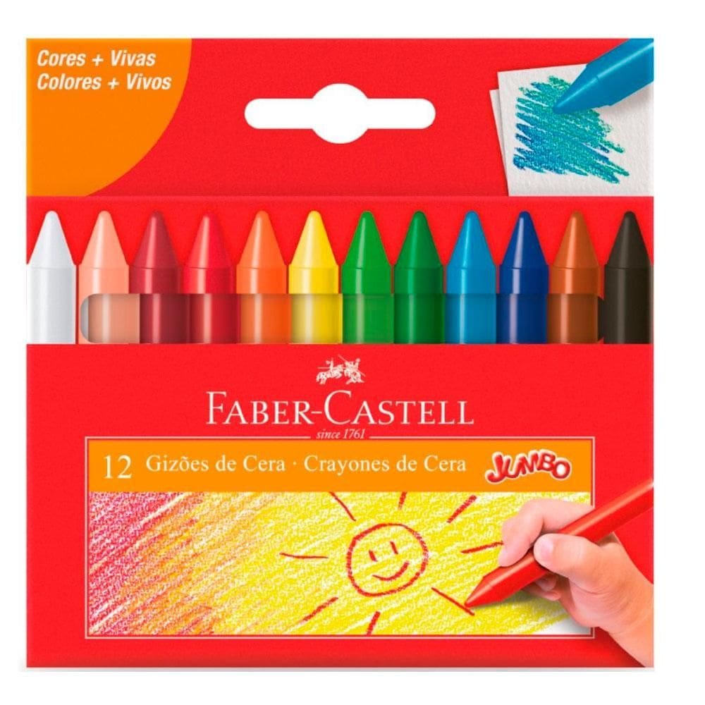 Gizão de cera 141112 com 12 cores Faber-Castell
