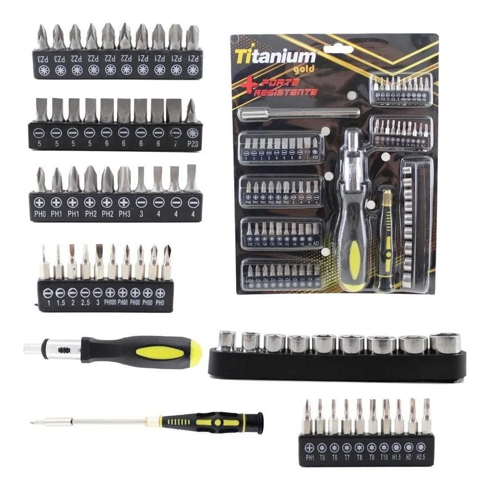 5X Kit Ferramentas De Bits Magnético 72 Pçs Completo Titaniu