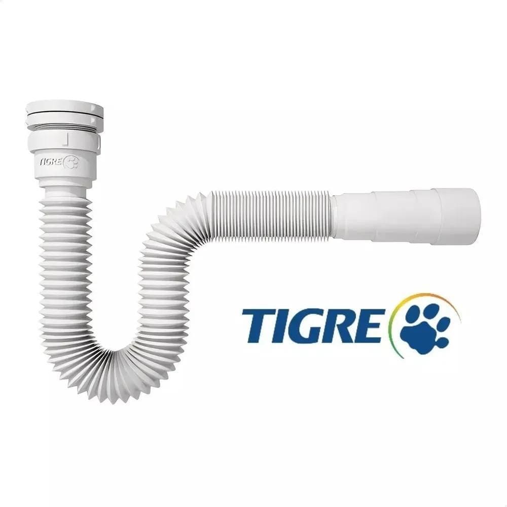 5X Sifão Universal Flexível Multiuso 66Cm Branco Tigre Pias