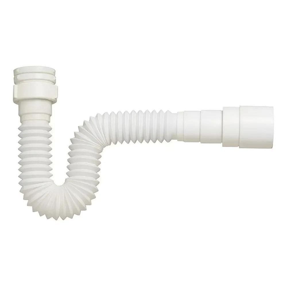 5X Sifão Universal S Branco Pvc Extensível 70Cm