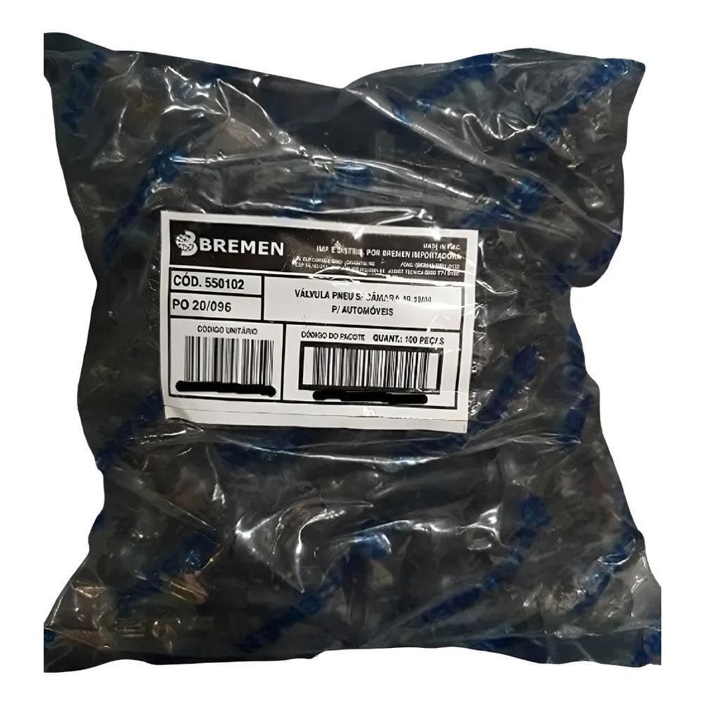 5X Bico Válvula Tr-414 Pneu S/ Câmara 100 Peças - Bremen