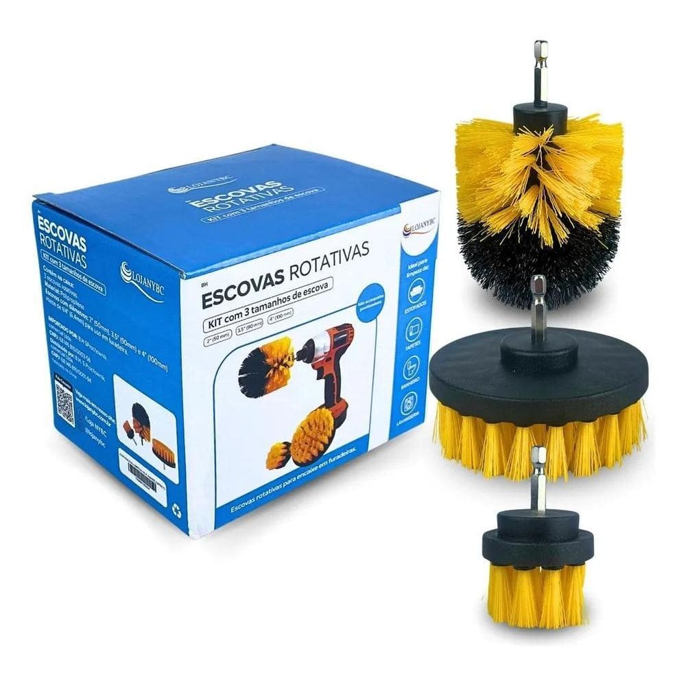 5X Kit 3 Escovas Rotativas De Limpeza Para Parafusadeira Fur