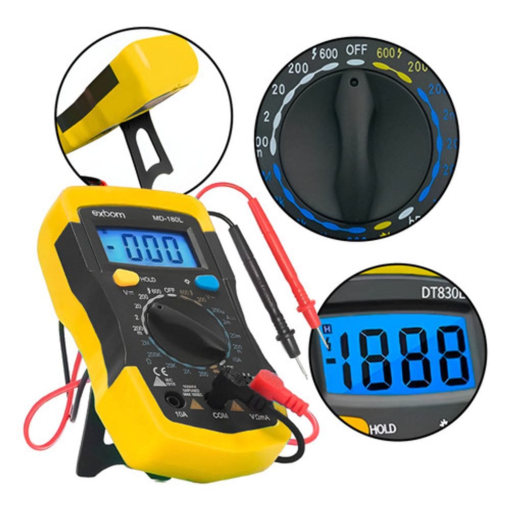 Multímetro Digital Profissional AC/DC até 600V com Display Iluminado e Teste de Continuidade