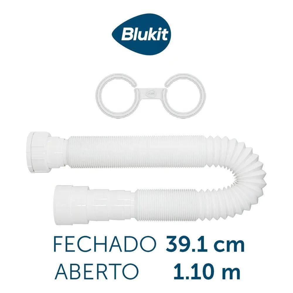 5X Sifão Universal Longo 1,1 Metros Tanque Pia Lavatorio Blu