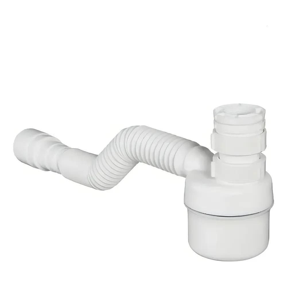 5X Sifão Com Copo Universal Ajustável Flexível Branco Tigre
