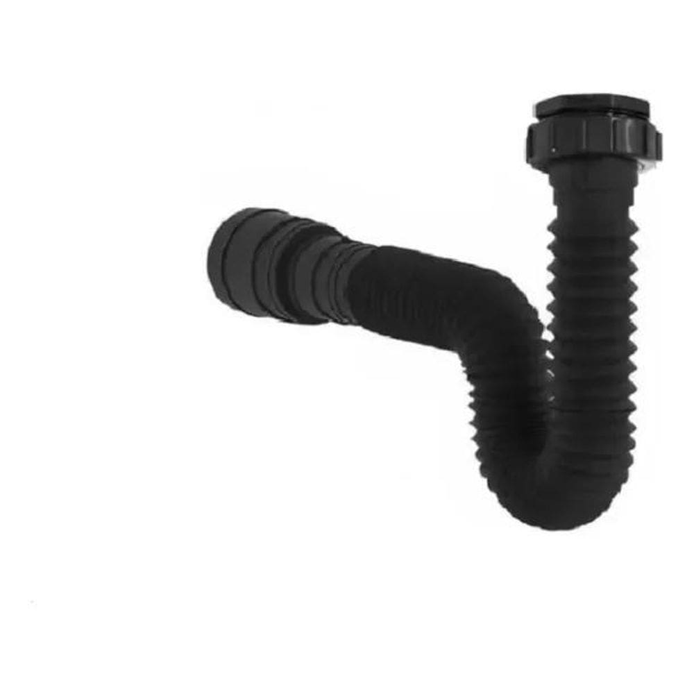 5X Sifão Sanfonado Flexível 70Cm Extensivo Universal Preto P