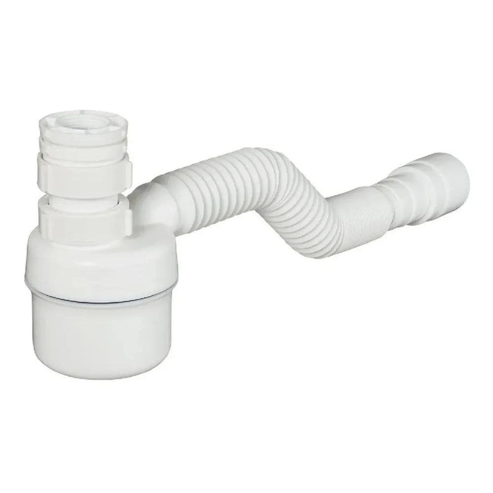 5X Sifão Com Copo Universal Ajustável Flexível Branco Tigre