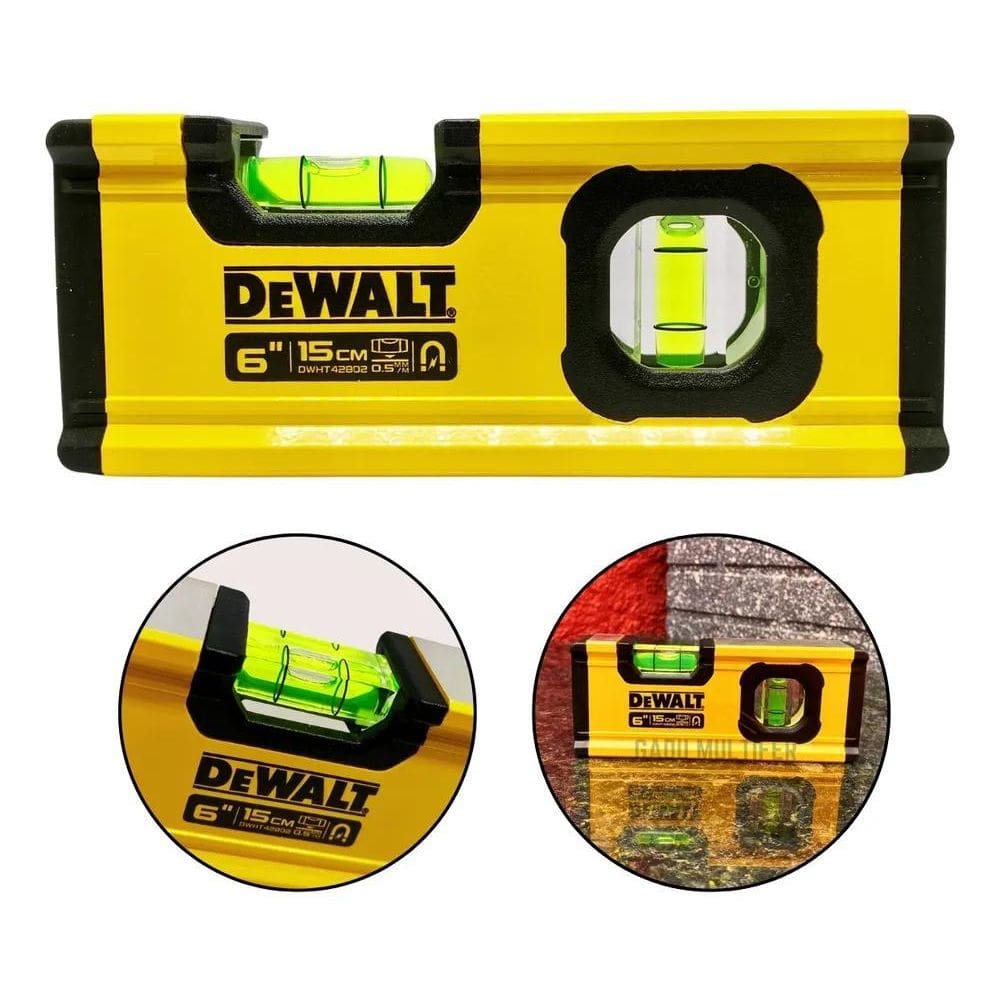 5X Nível De Mão Dewalt 6`` Com 2 Bolhas Alumínio Base Magnét