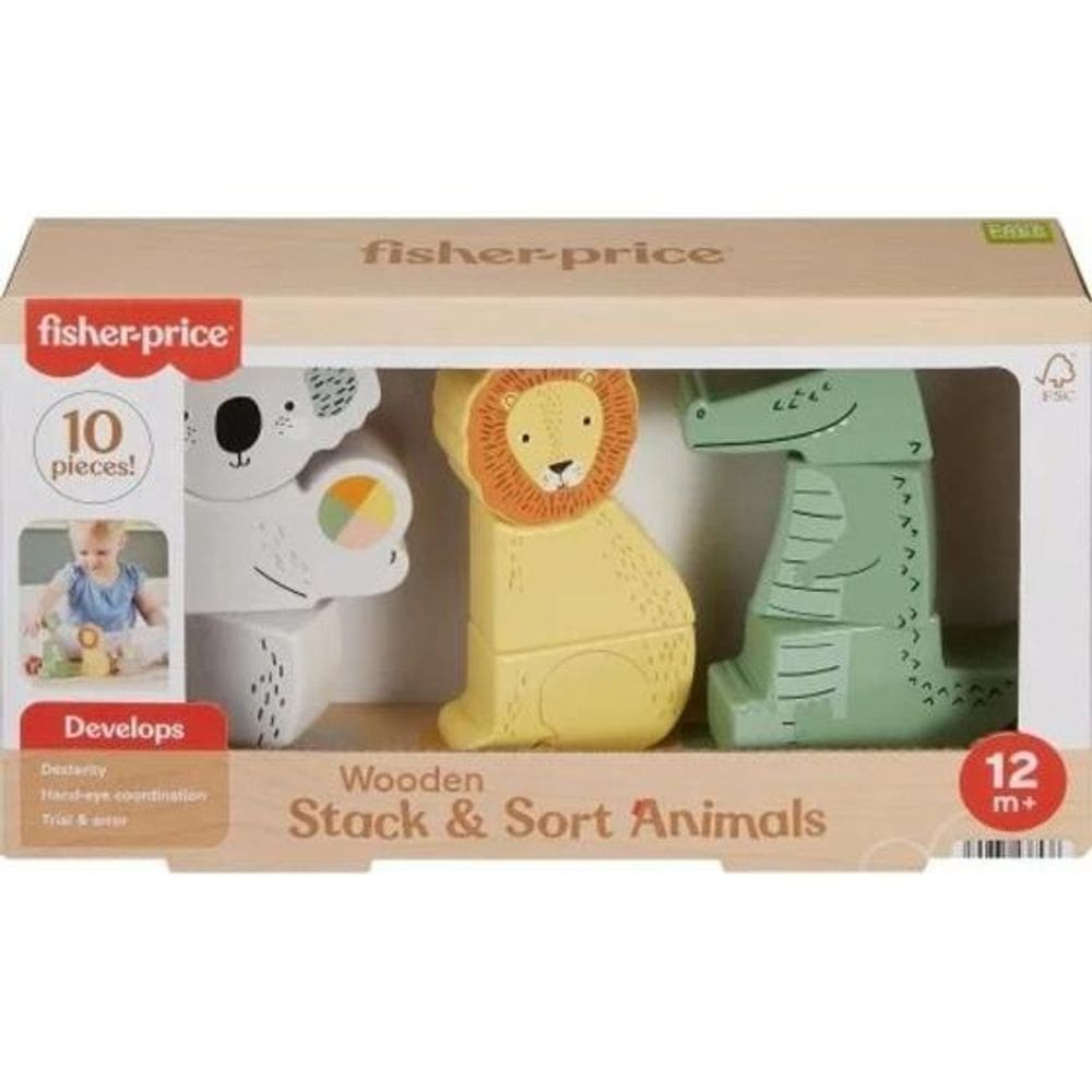 Fisher-Price Animais Empilháveis De Madeira - Mattel Hxv04