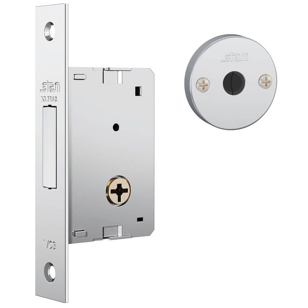 Fechadura Auxiliar 1001 com Espelho de Inox Polido - 10810 - STAM