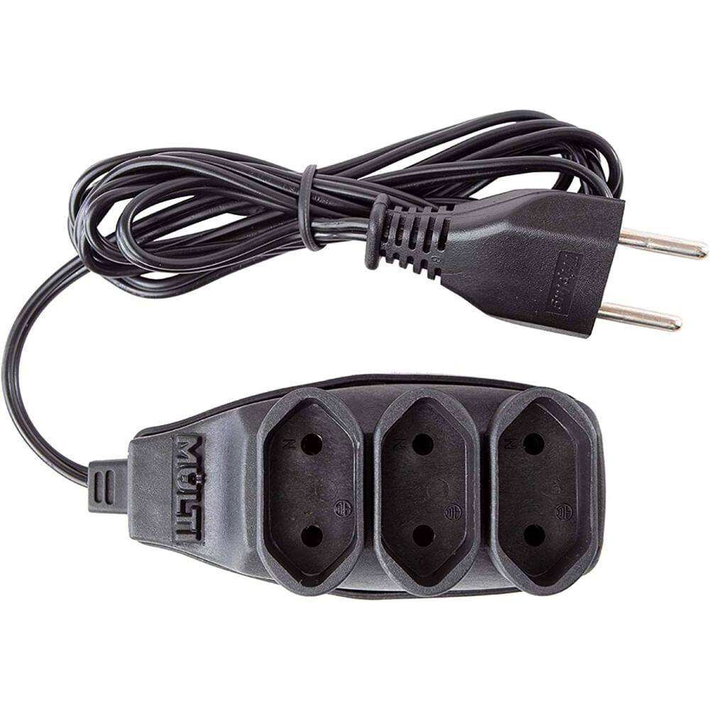 Extensão Preta 3T Bipolar com 10 Metros 2P 10 Ampères 250VAC - 01499 - MULTICRAFT