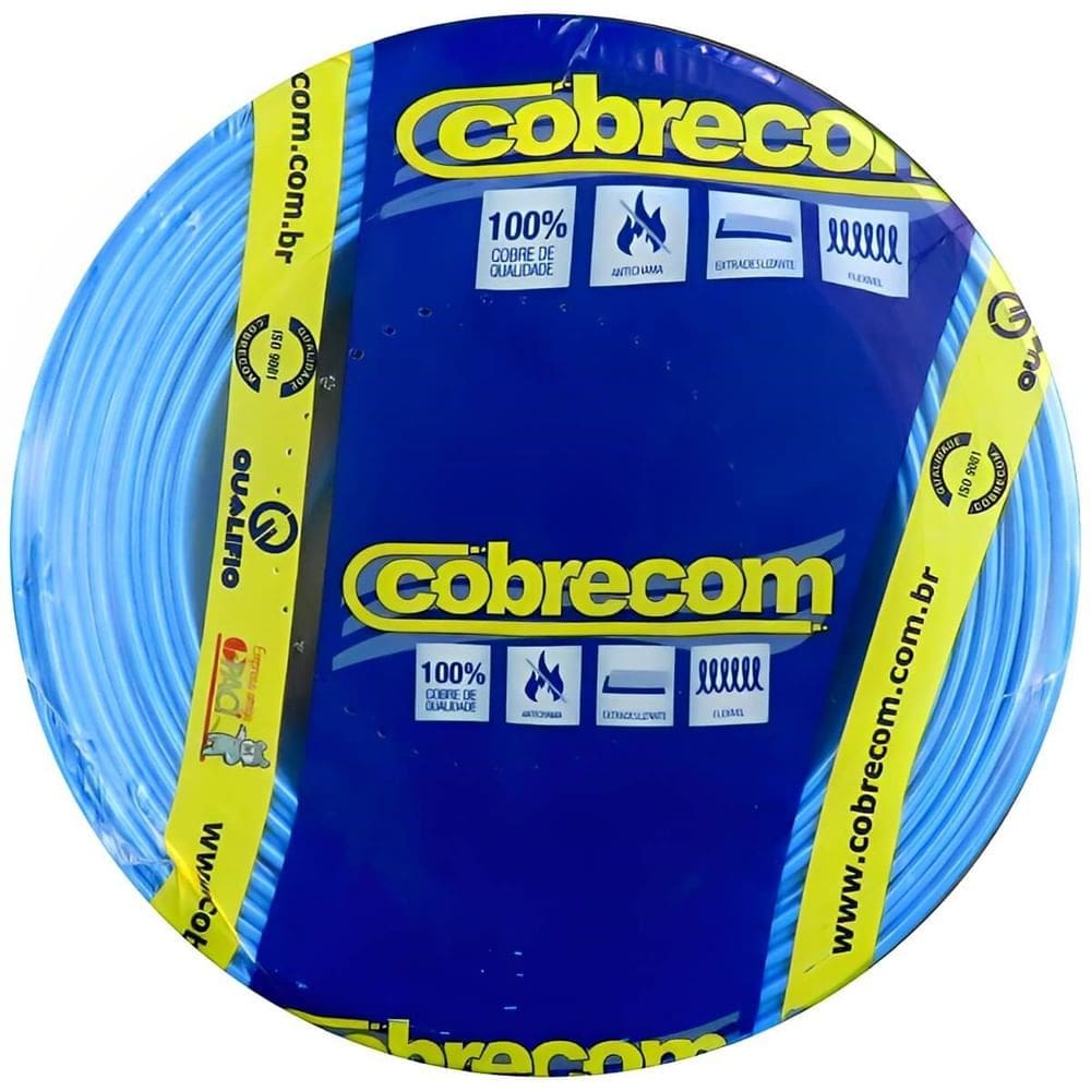 Cabo Flexicom de Cobre 10mm 750 Volts Azul com 100 Metros - 394030 - COBRECOM