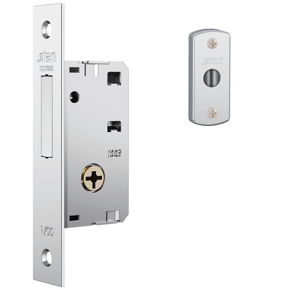 Fechadura Auxiliar 1003 Par com Espelho de Inox Polido - 10035 - STAM