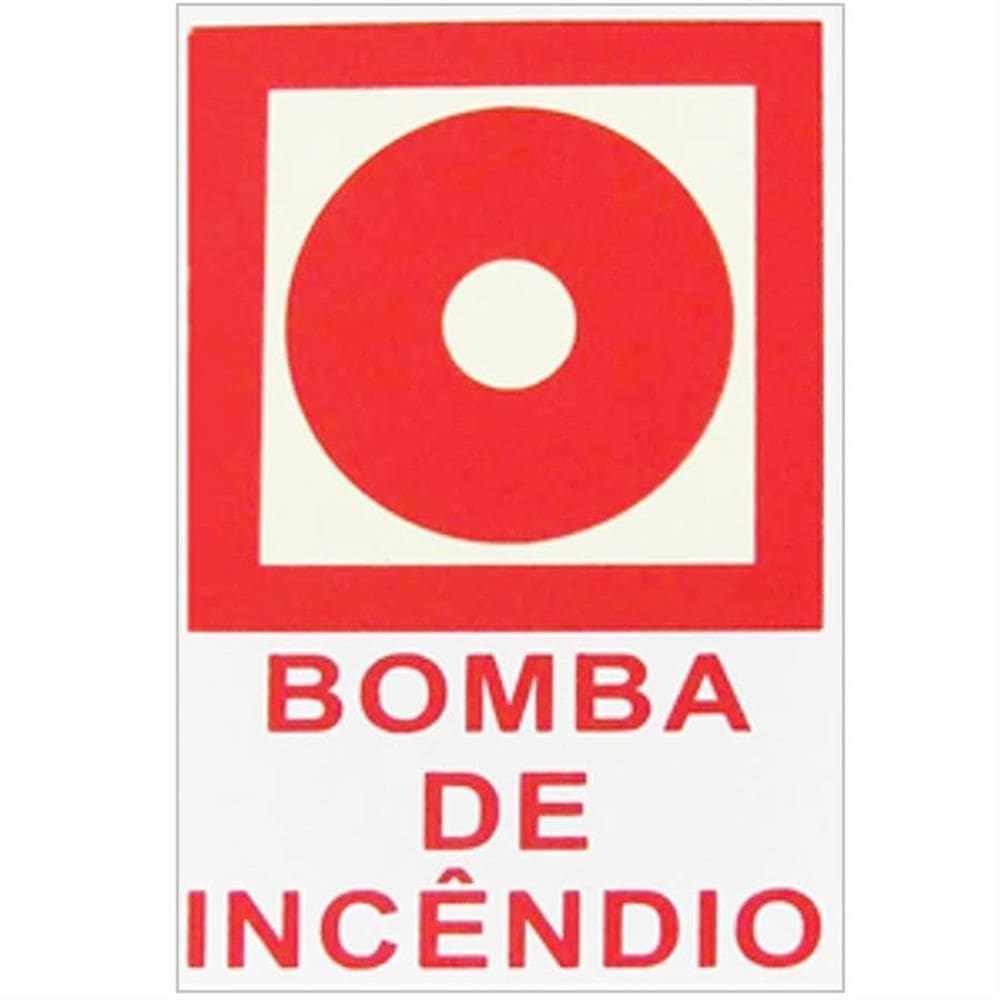 Placa de PVC Fotoluminescente Auto-Adesiva 13.5x20 Bomba de Incêndio - 220 BX - SINALIZE